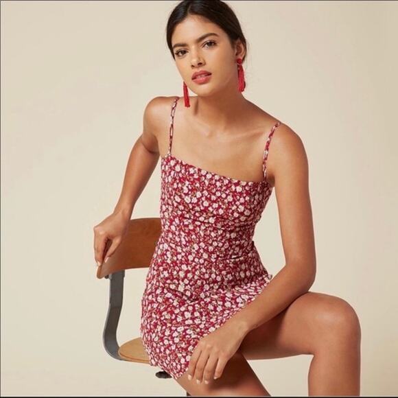 Reformation Dress Womens 10 Doris Mini Red White Daisy Floral Sleeveless - Picture 2 of 9